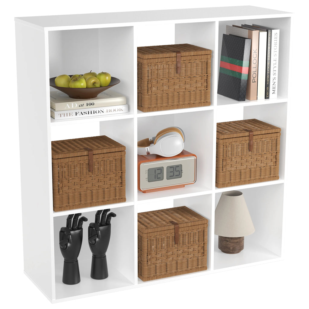 JHK 9 Cube Storage Organizer Wooden Shelf Bookcase Open Bookshelf for Living Room and Home Office Display Storage Bookcase