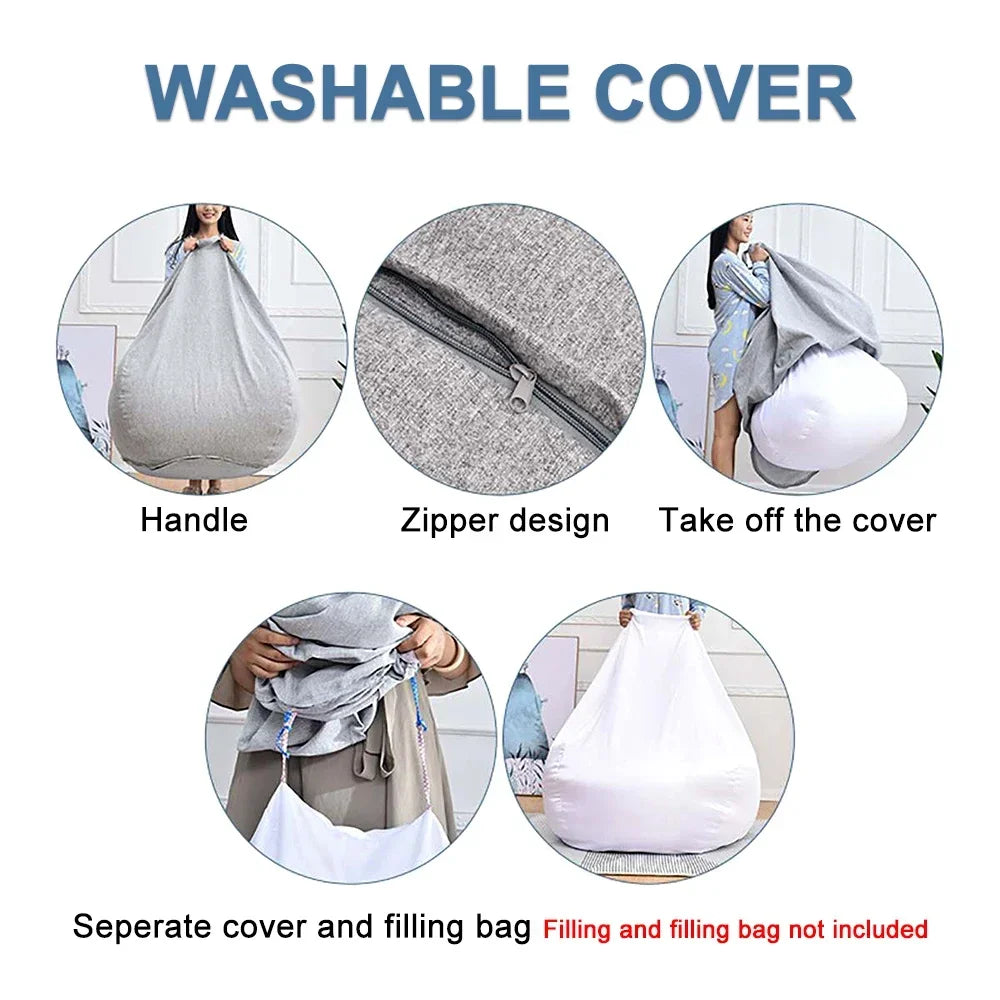 Large Bean Bag Chair Sofa Cover Comfortable Outdoor Lazy Seat Bag Couch Cover without Filler for Adults Kids Soft Tatami Chairs