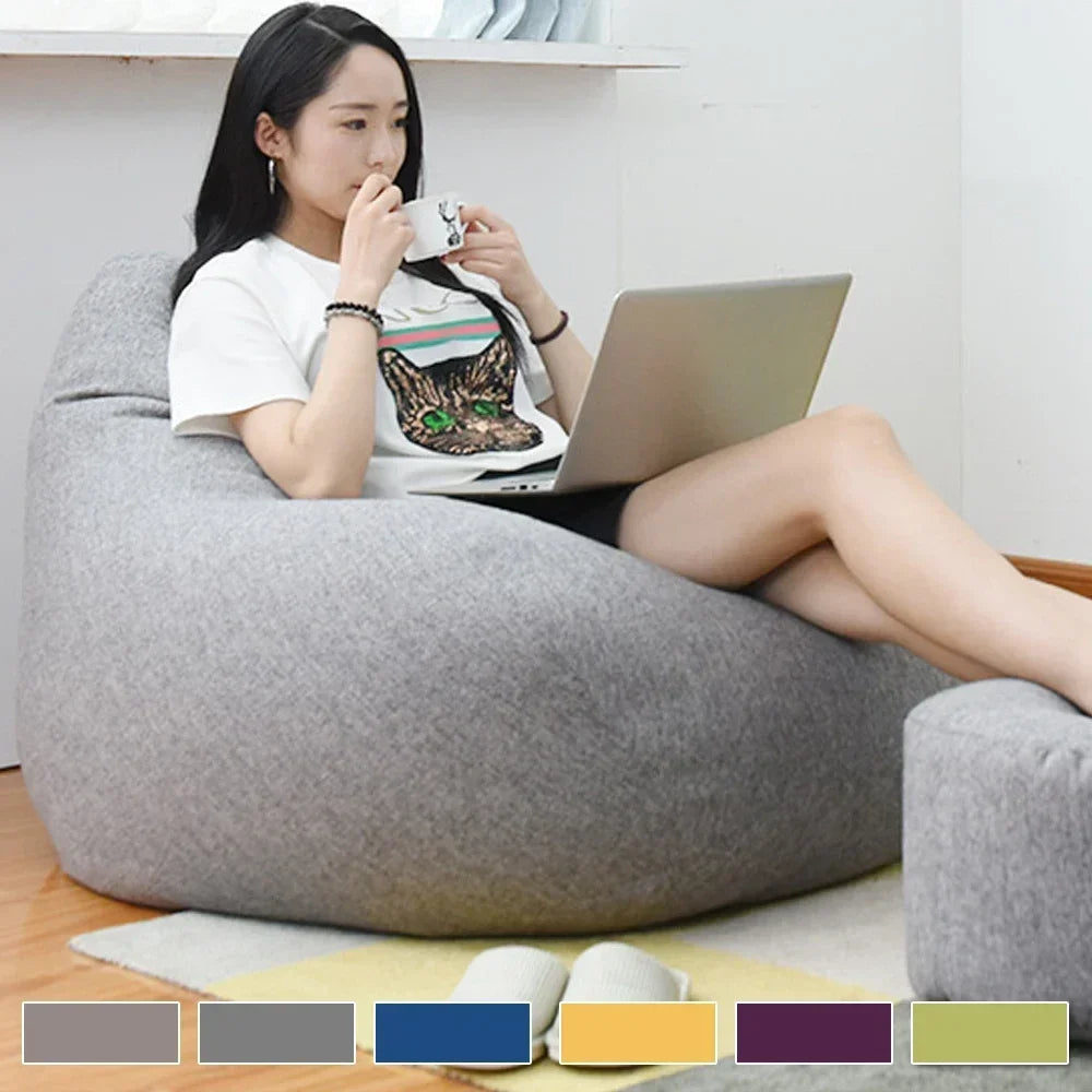 Large Bean Bag Chair Sofa Cover Comfortable Outdoor Lazy Seat Bag Couch Cover without Filler for Adults Kids Soft Tatami Chairs