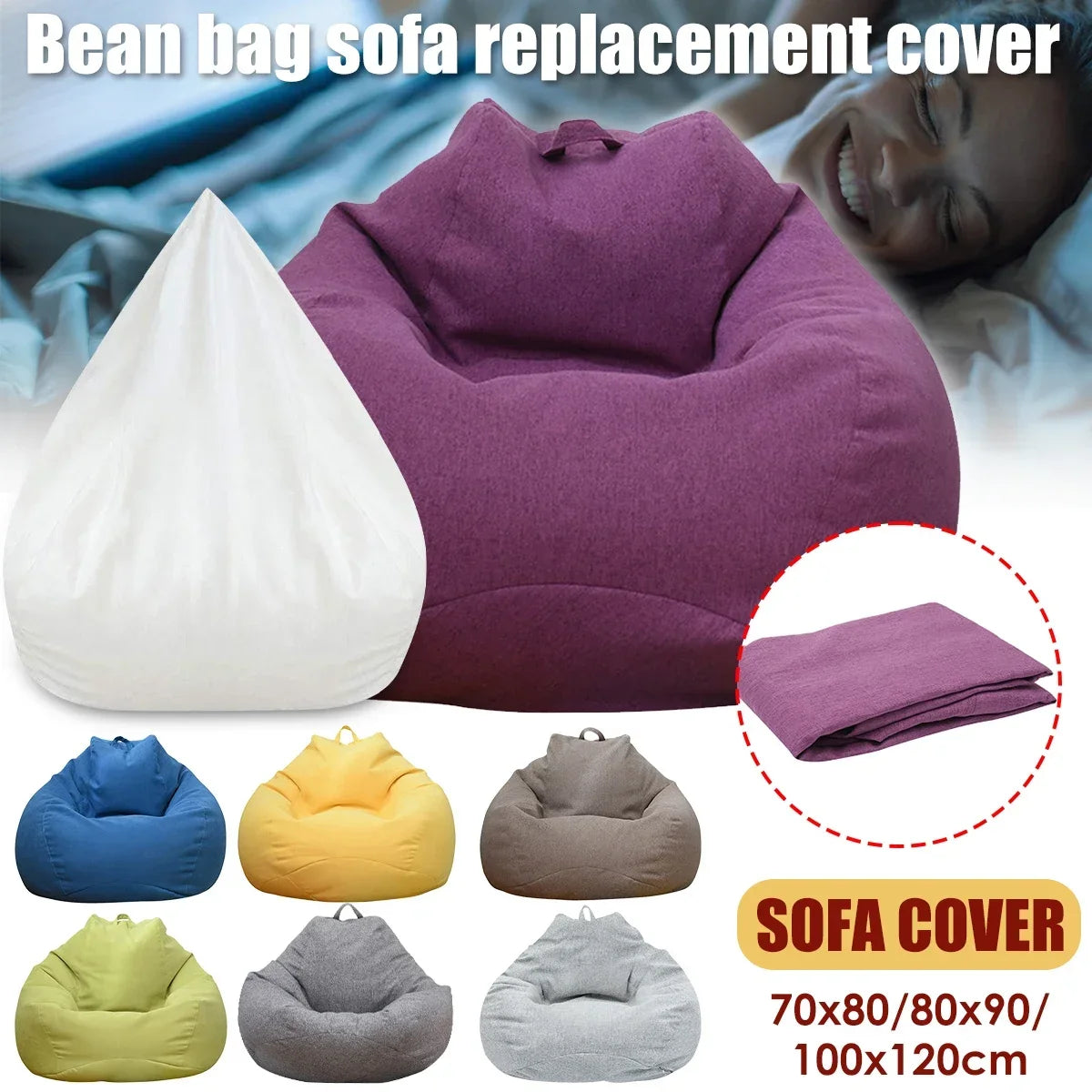 Large Bean Bag Chair Sofa Cover Comfortable Outdoor Lazy Seat Bag Couch Cover without Filler for Adults Kids Soft Tatami Chairs
