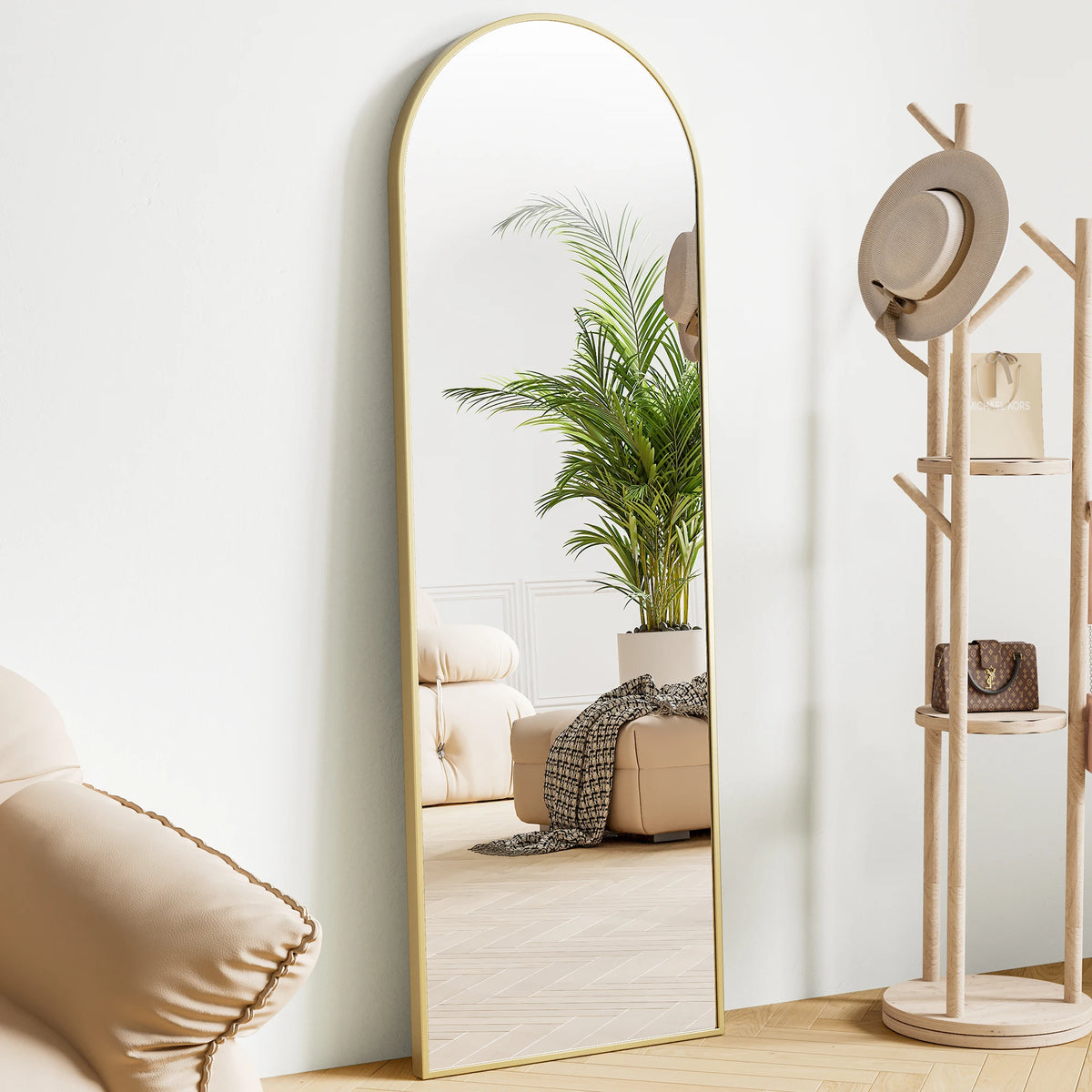 JHK 64"x21" Full Body Wall Mirror Standing Hanging or Leaning Wall-Mounted Mirrors with Stand Aluminum Alloy Frame Living Room