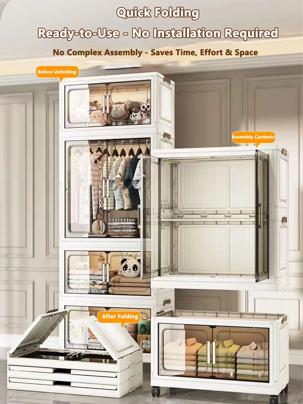 Thickened Multi-Layer Plastic Storage Cabinet for Home Bedroom Baby Closet Organizer No Installation Needed for Snacks And Toys