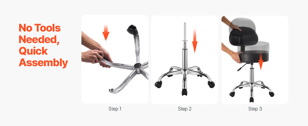 SucceBuy Rolling Stool w/ Wheels 450 LBS Weight Capacity Round Rolling Stool Chair Height Adjustable for Salon Spa Tattoo Clinic