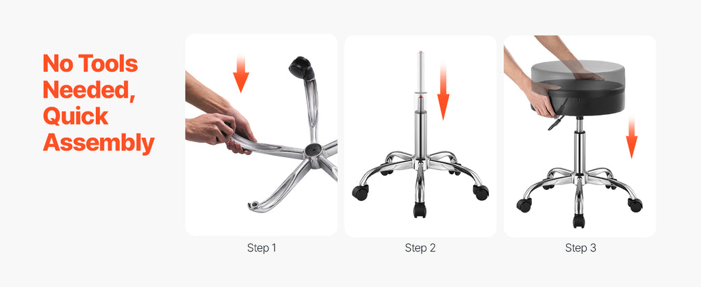 SucceBuy Rolling Stool w/ Wheels 450 LBS Weight Capacity Round Rolling Stool Chair Height Adjustable for Salon Spa Tattoo Clinic