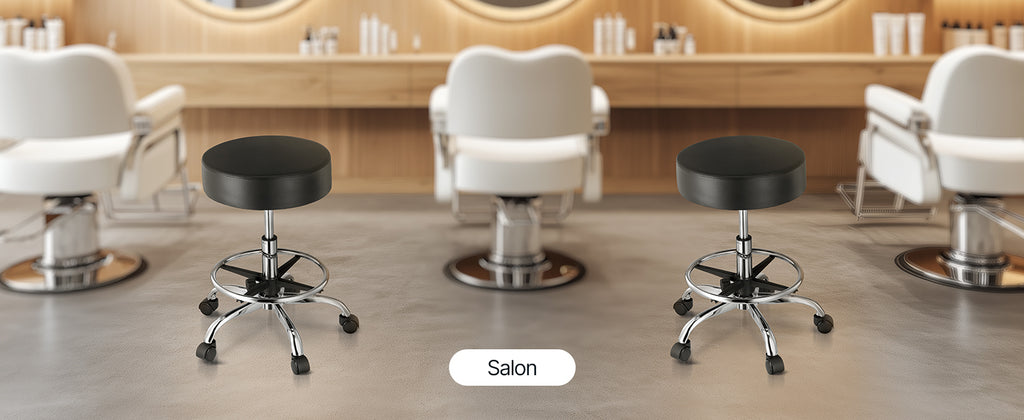 SucceBuy Rolling Stool w/ Wheels 450 LBS Weight Capacity Round Rolling Stool Chair Height Adjustable for Salon Spa Tattoo Clinic