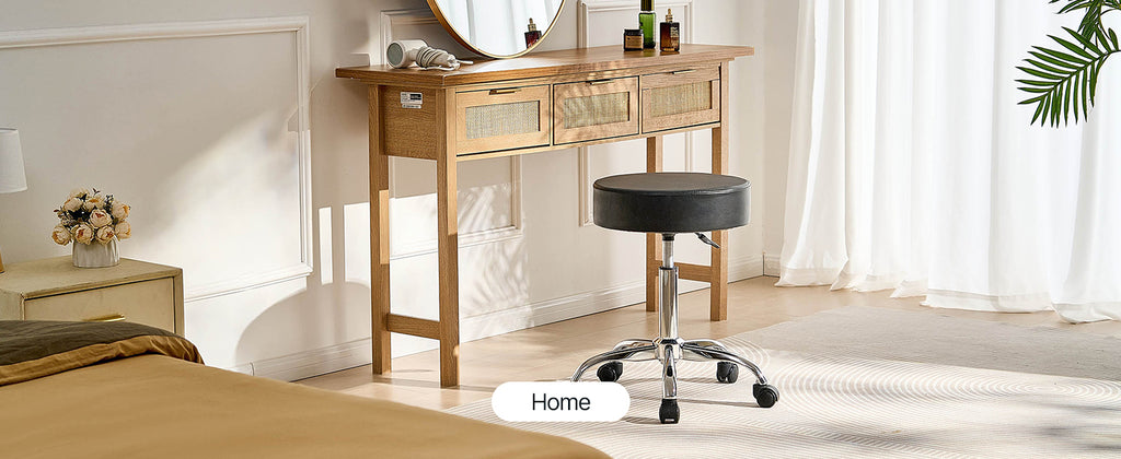 SucceBuy Rolling Stool w/ Wheels 450 LBS Weight Capacity Round Rolling Stool Chair Height Adjustable for Salon Spa Tattoo Clinic